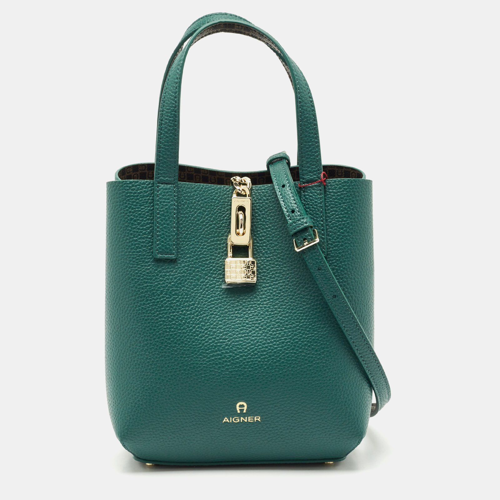 aigner forest green leather leonie hobo