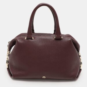 aigner burgundy leather dome satchel