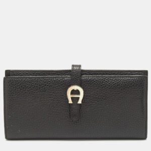 aigner black leather cybill banknote continental wallet