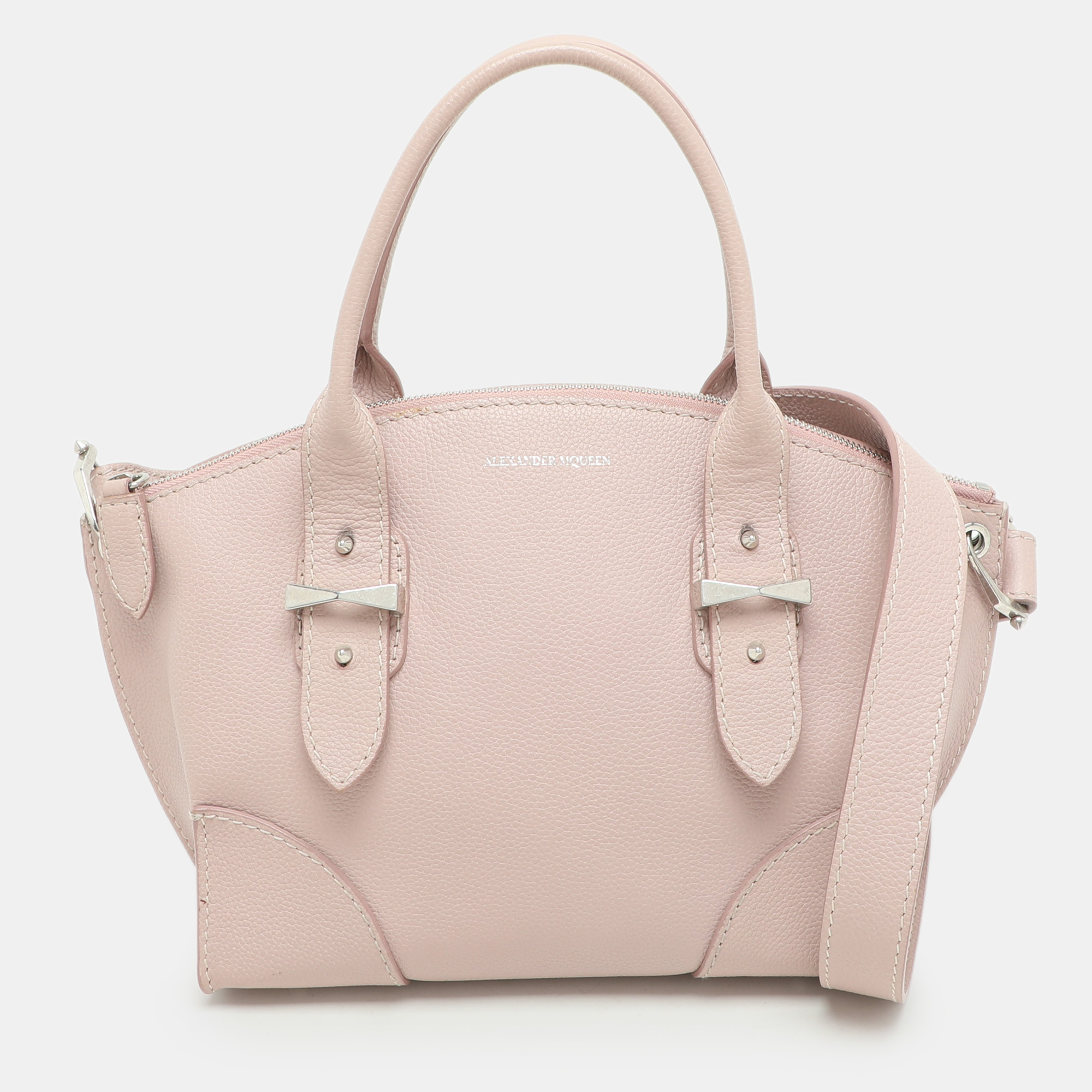 alexander mcqueen pink leather small legend satchel