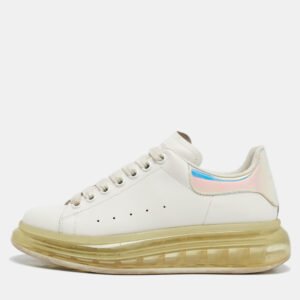 alexander mcqueen white/iridescent leather oversized sneakers size 39