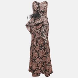 luxury-women-badgley-mischka-new-clothes-p1112426-004.jpg badgley mischka black/metallic floral jacquard ruffled strapless gown m