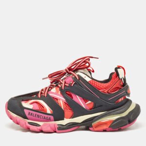 balenciaga multicolor faux leather and mesh track sneakers size 38