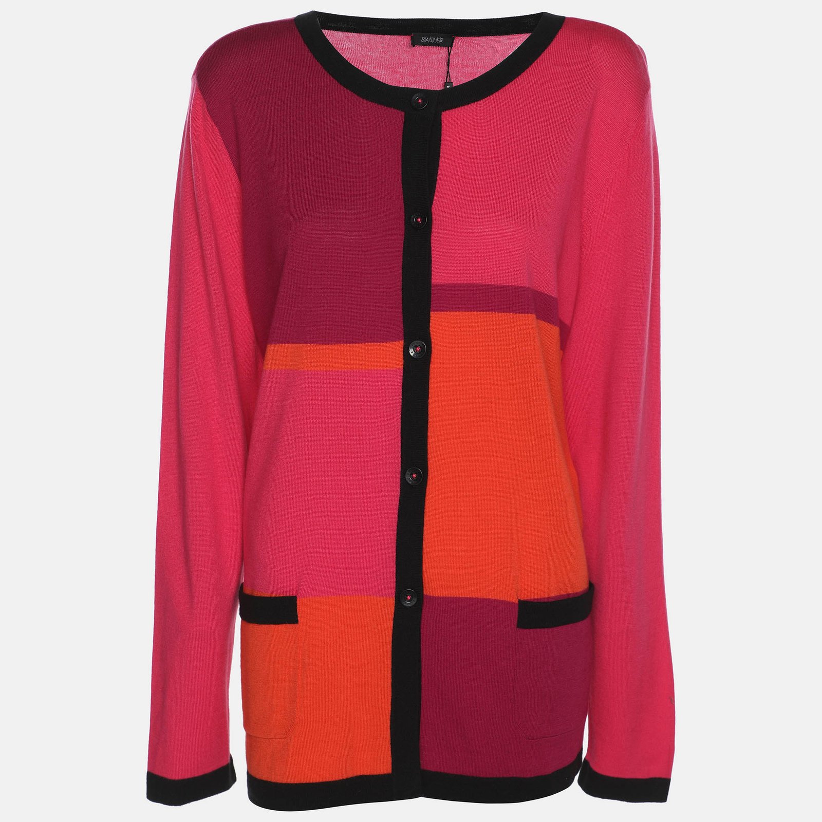 basler colorblock stretch knit sweater xl