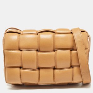 bottega veneta tan intreccio leather padded cassette shoulder bag