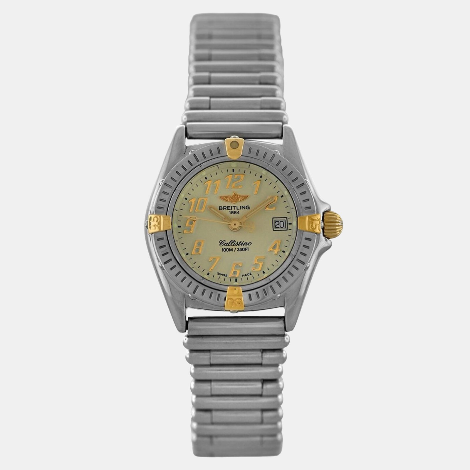 breitling callistino b52345 quartz silver stainless steel women's wristwatch 28 mm