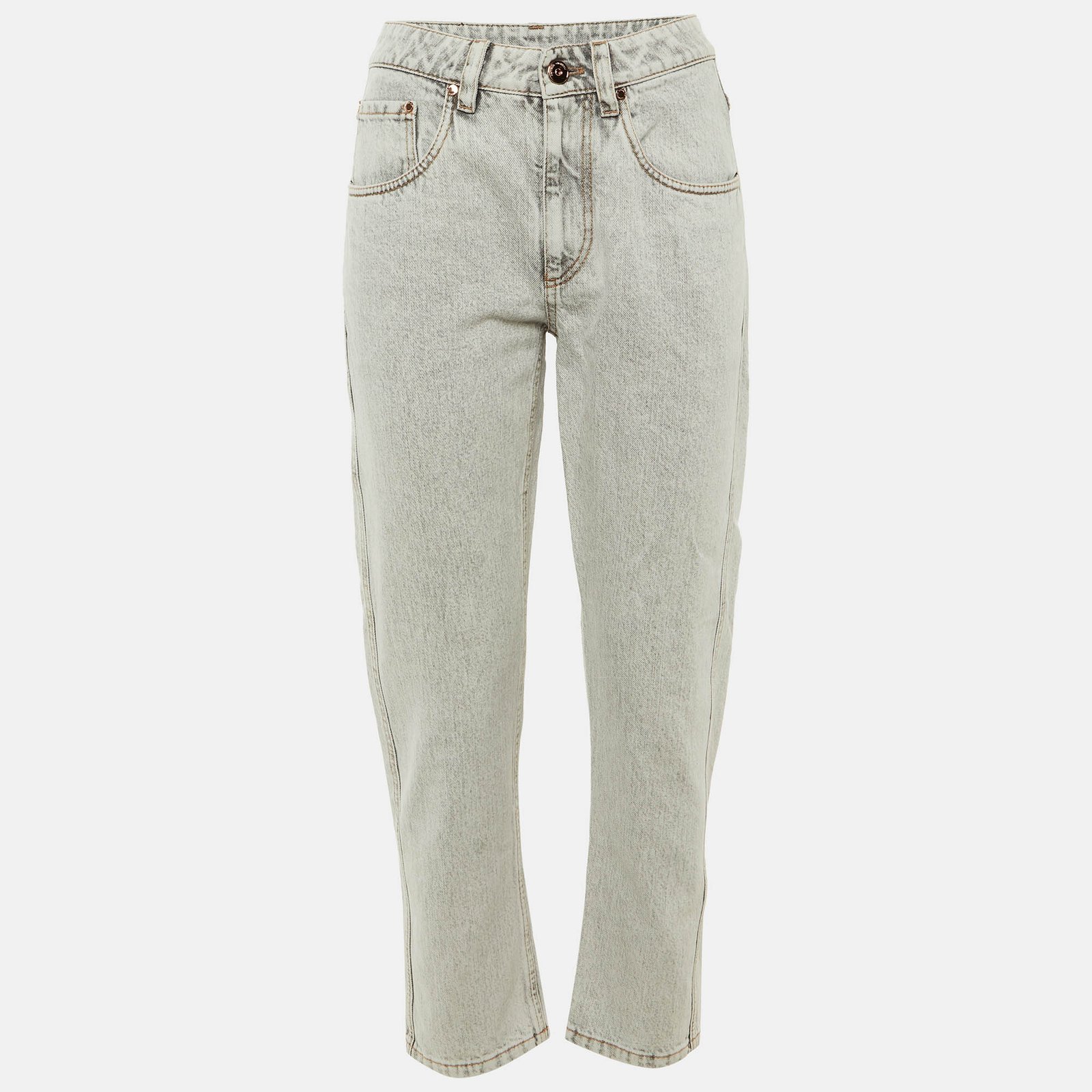 brunello cucinelli light grey denim the straight leg jeans s/waist 28"