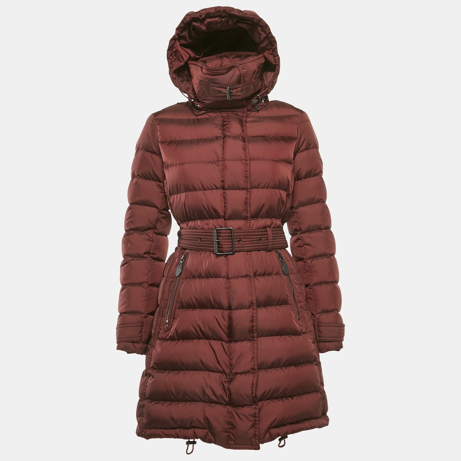 burberry brit burgundy nylon down puffer jacket s
