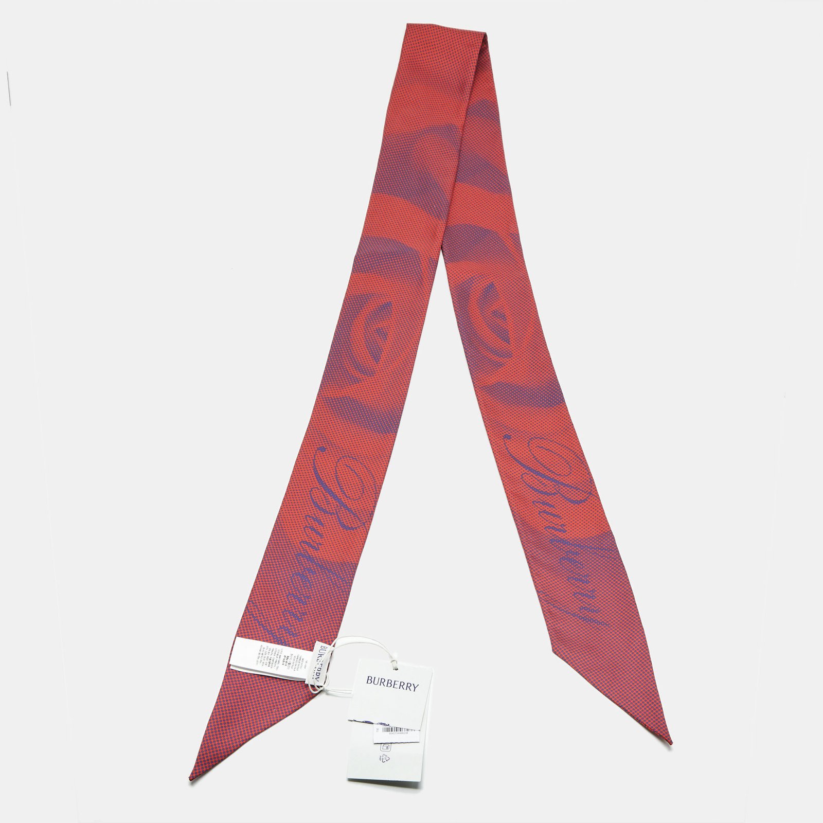 burberry red rose silk skinny bandeau