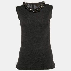 burberry prorsum vintage grey embellished wool knit sleeveless top m