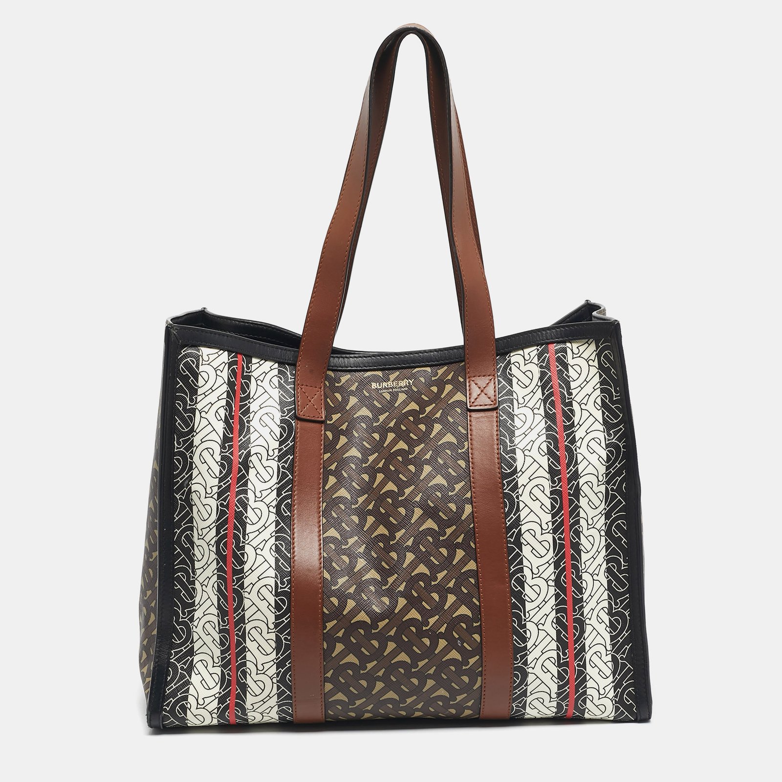 burberry multicolor monogram stripe e-canvas portrait tote