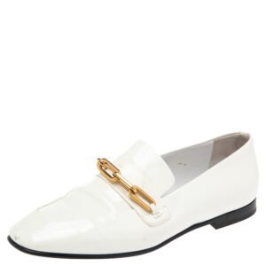 burberry white patent leather chillcot slip on loafers size 36