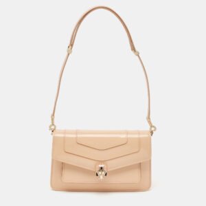 bvlgari beige leather serpenti forever east west shoulder bag