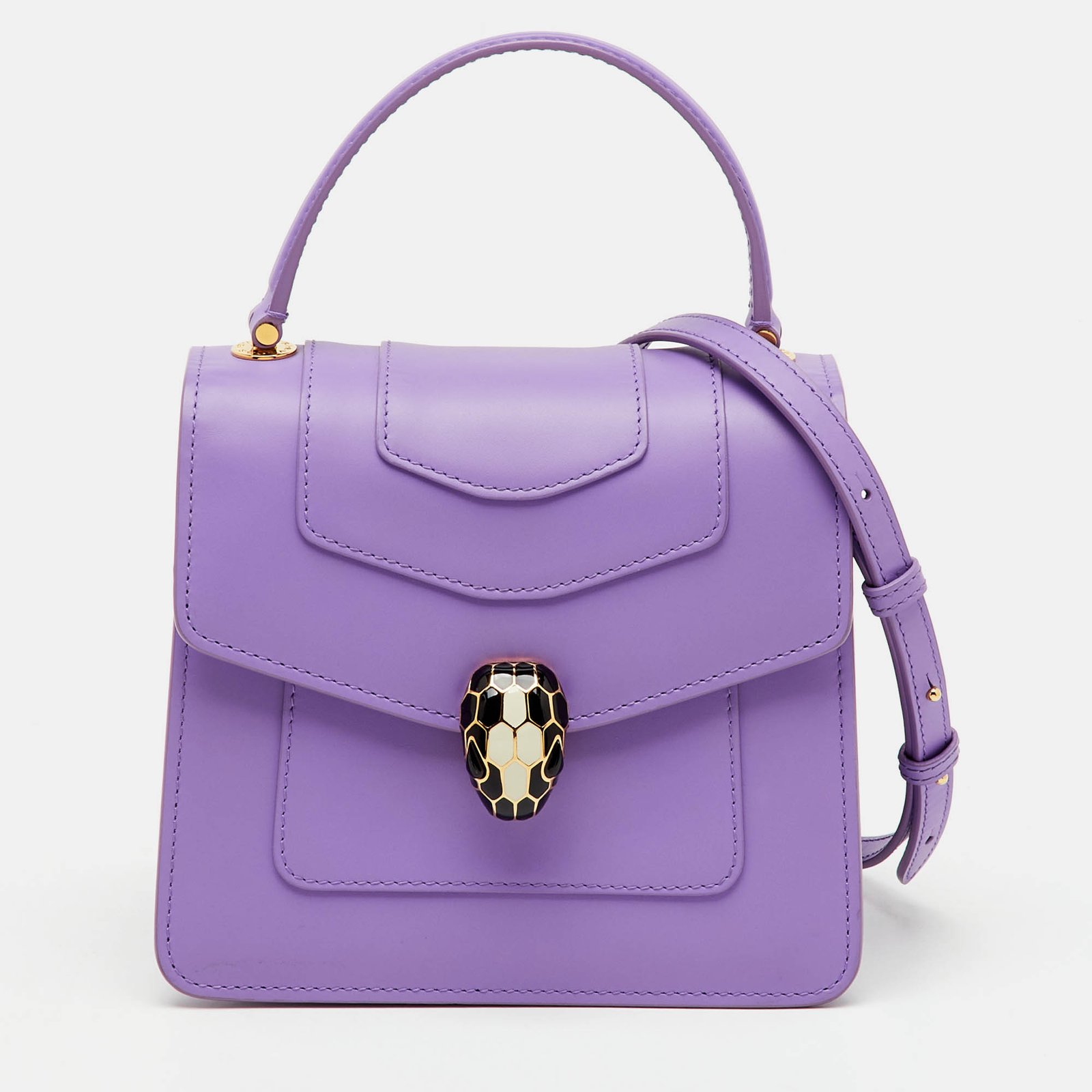 bvlgari purple leather serpenti forever small top handle bag