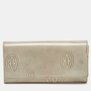 cartier grey leather happy birthday continental wallet