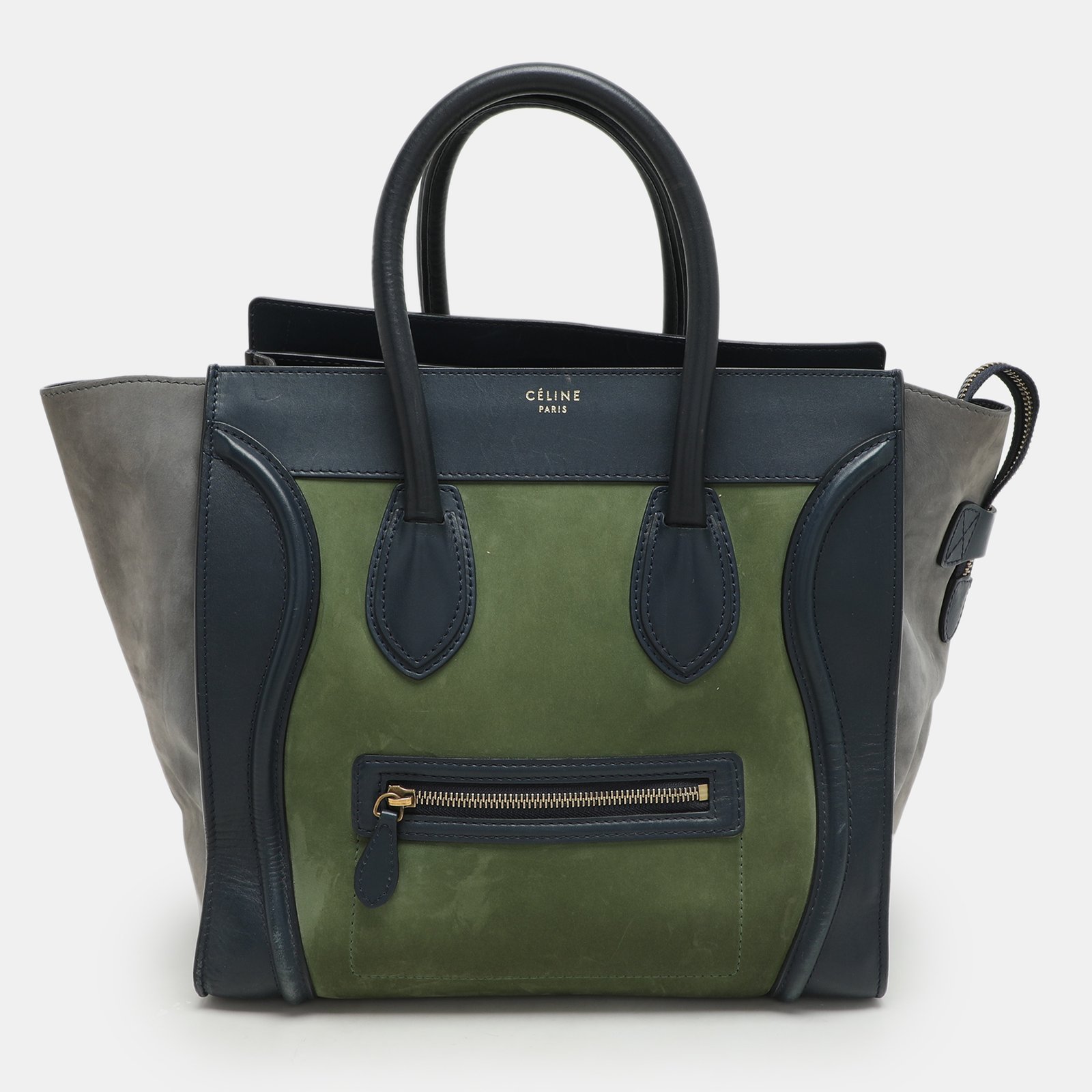 celine tri color leather and suede mini luggage tote