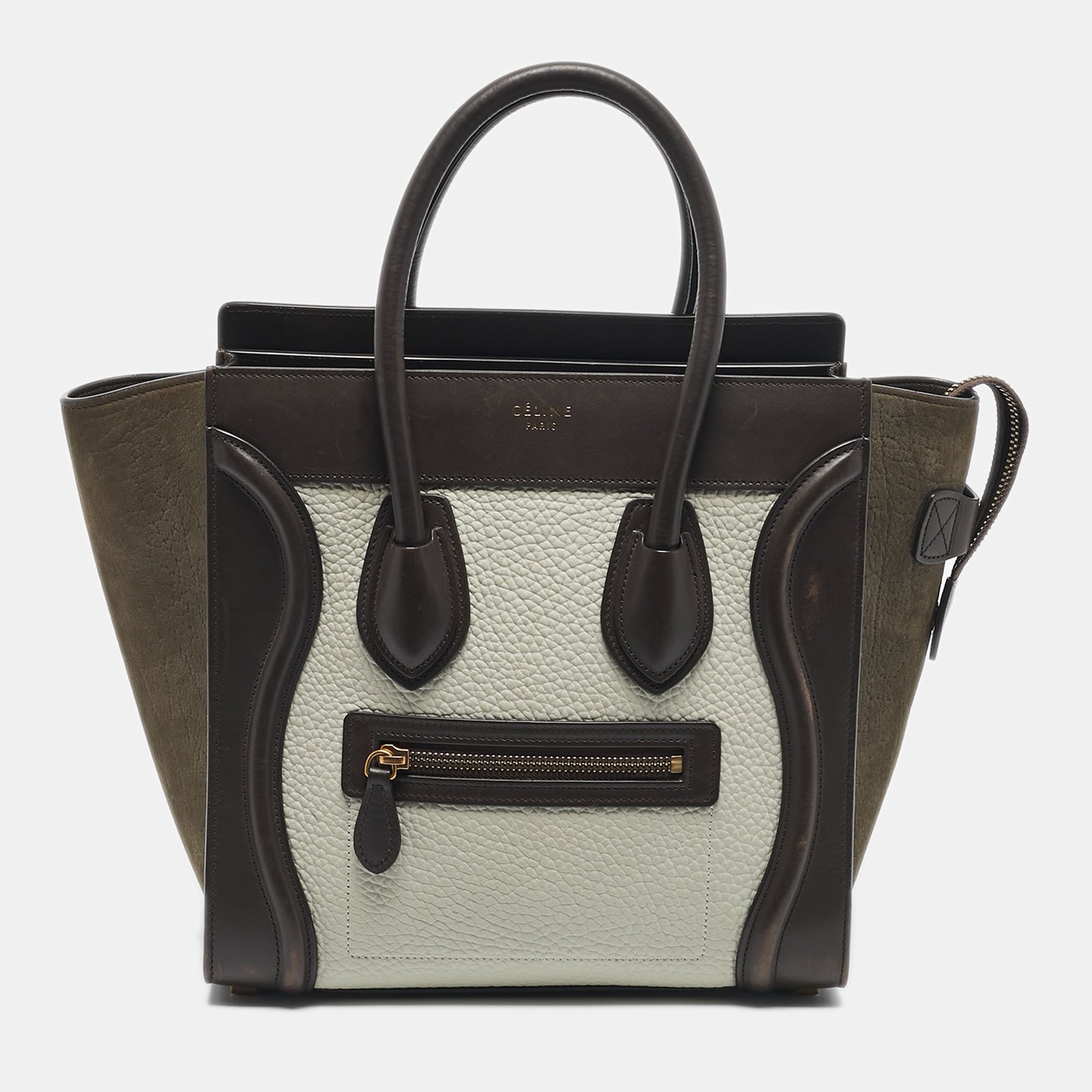 celine tricolor leather and nubuck micro luggage tote