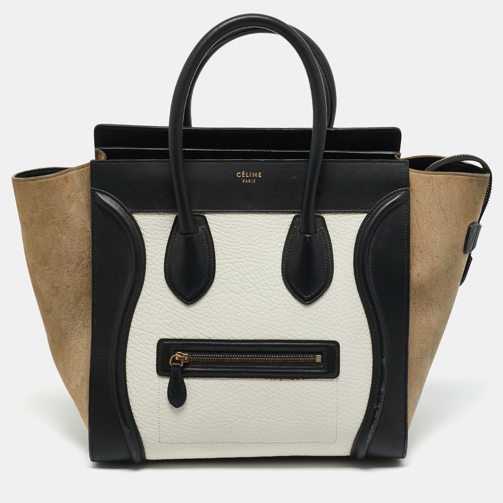 celine tricolor nubuck and leather mini luggage tote