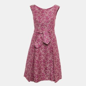 ch carolina herrera pink floral jacquard sleeveless short dress s