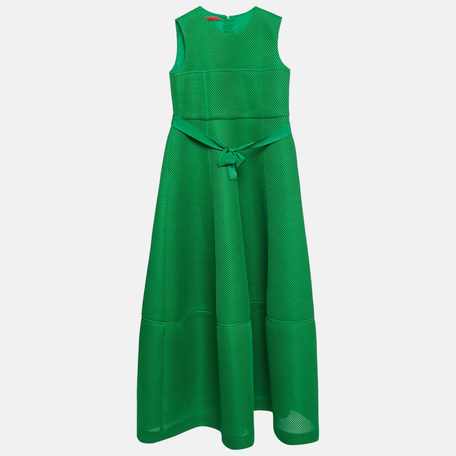 ch carolina herrera green mesh bow detail sleeves midi dress l