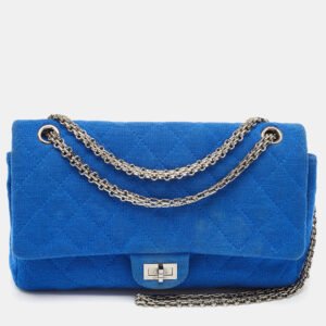chanel blue quilted jersey reissue 2.55 classic 226 flap bag