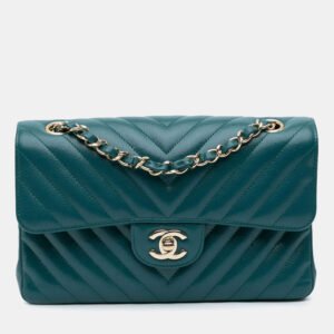 chanel blue small classic chevron caviar double flap bag