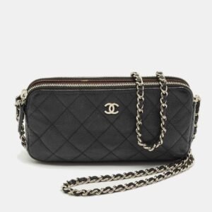 luxury-women-chanel-used-handbags-p1202320-002-1.jpg chanel black quilted caviar leather double zip wallet on chain