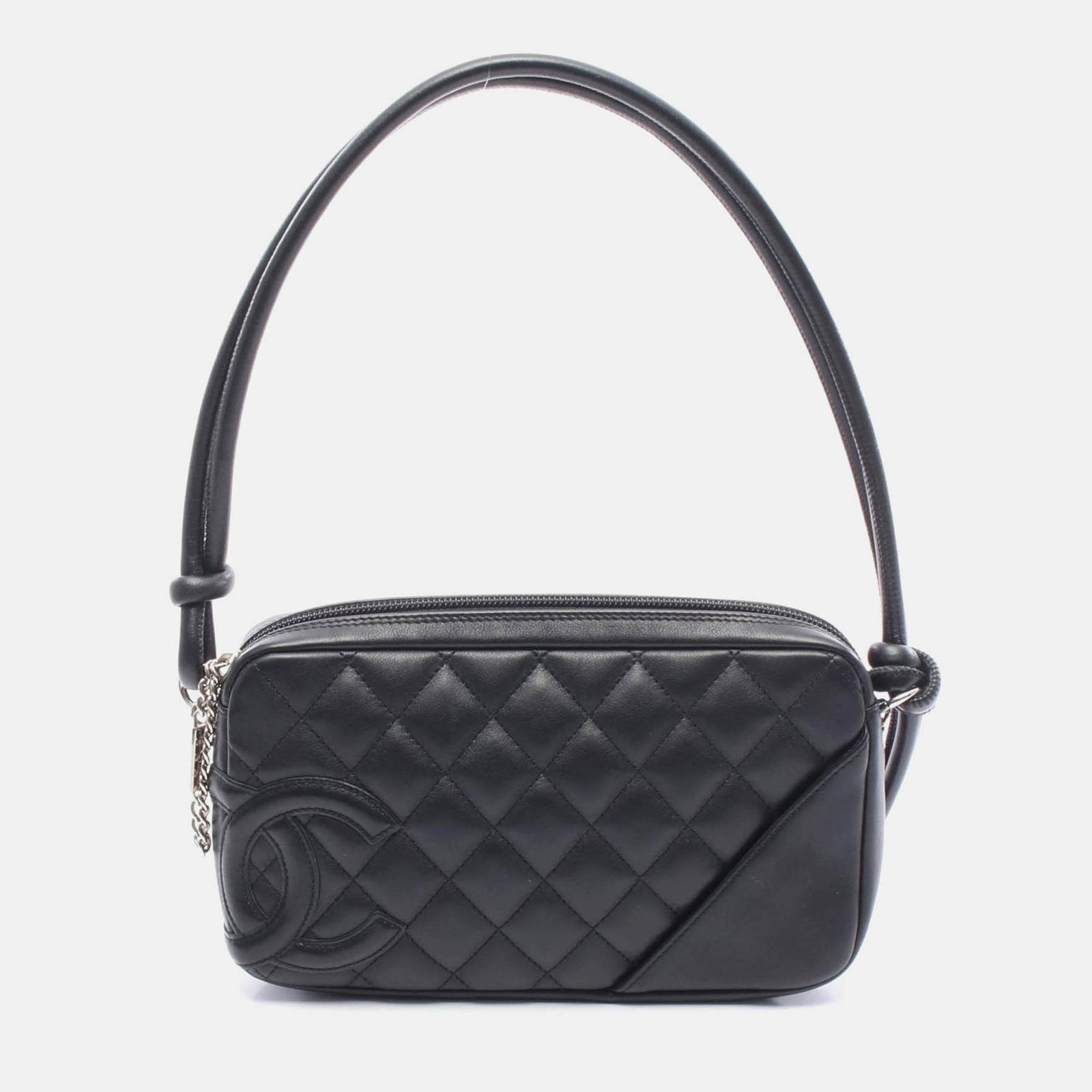 chanel cc coco cambon line black leather handbag