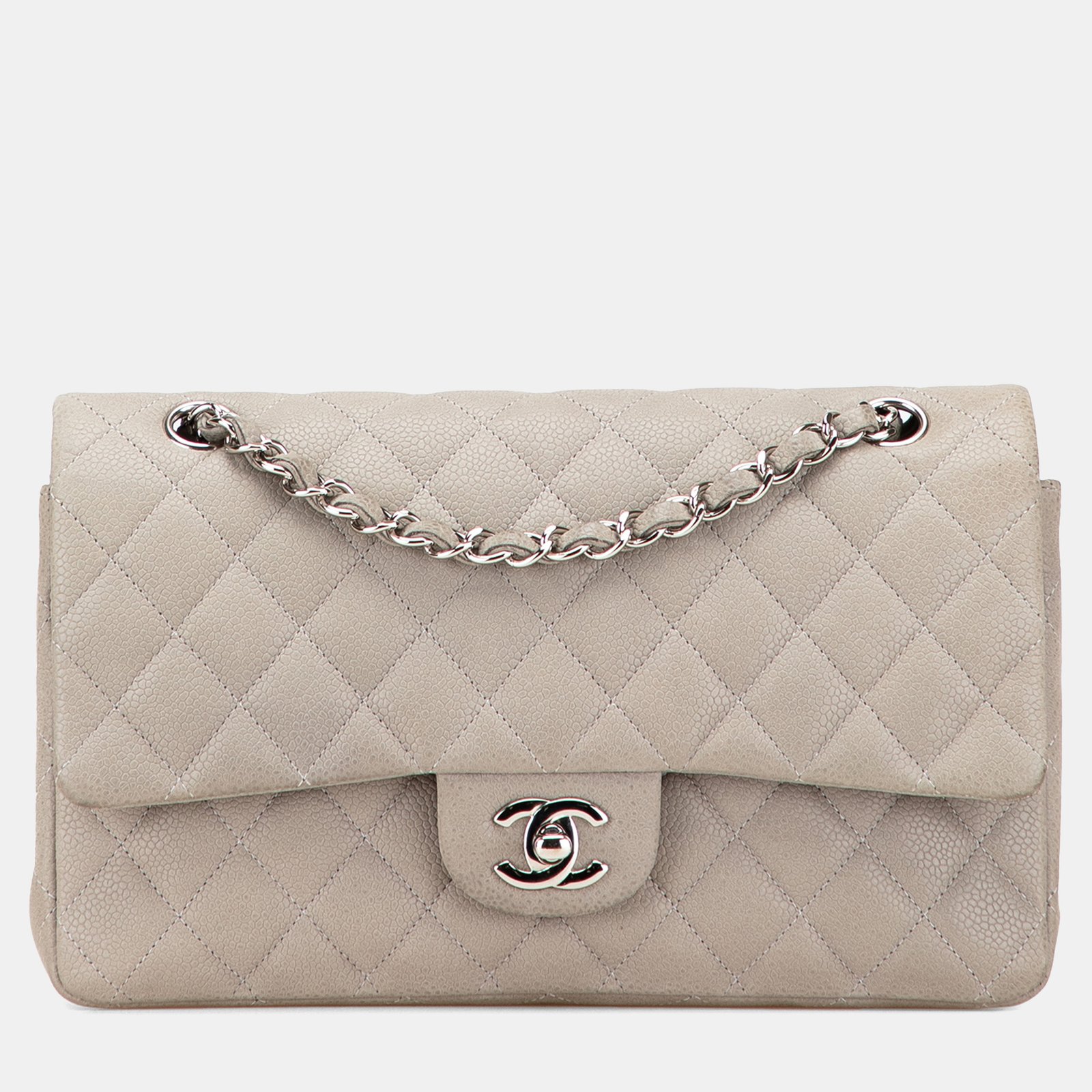 chanel grey medium classic caviar double flap