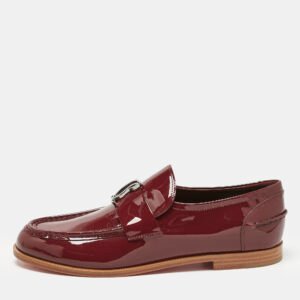 christian louboutin red patent leather cl moc loafers size 41