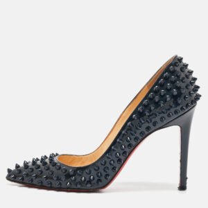 christian louboutin black patent leather pigalle spikes pumps size 39