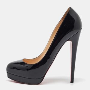 christian louboutin black patent leather bianca platform pumps size 39