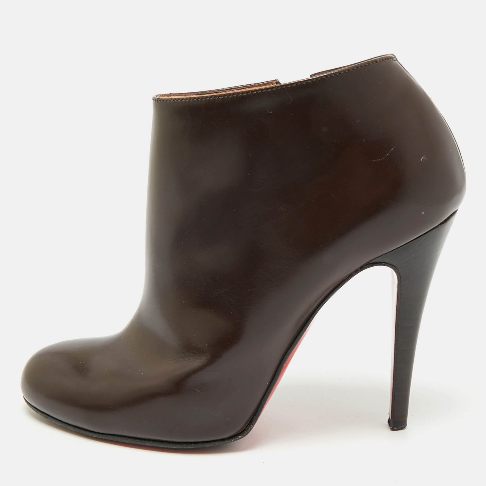 christian louboutin brown leather bellissima ankle booties size 38