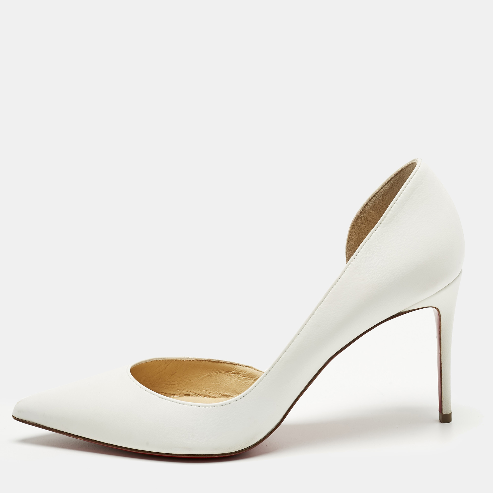 christian louboutin white leather iriza d'orsay pumps size 39