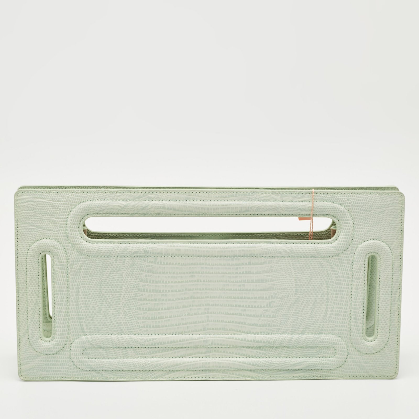 cult gaia mint green lizard embossed leather elora clutch