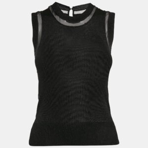 d&g black silk and lurex knit sleeveless top s