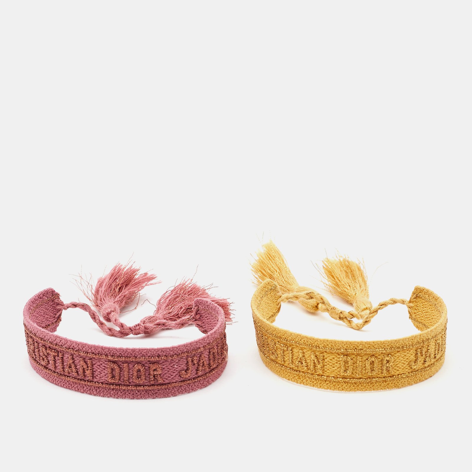luxury-women-dior-used-accessories-p1175328-006.jpg dior pink/yellow j'adior cotton embroidered bracelet set of 2