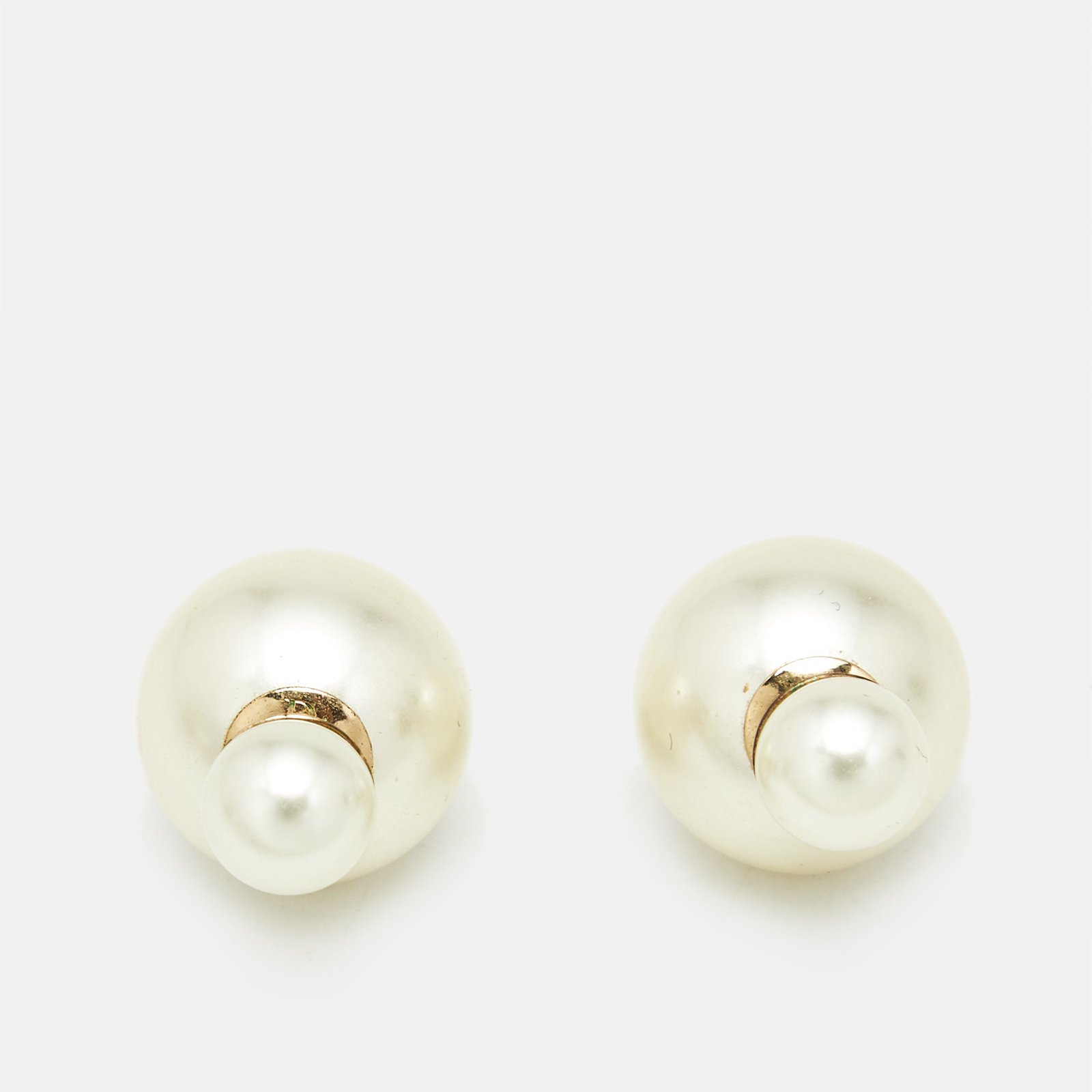 dior tribales faux pearl gold tone earrings