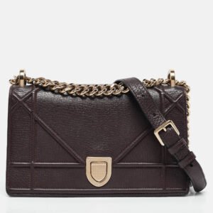 dior burgundy leather small diorama shoulder bag