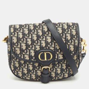dior navy blue oblique canvas bobby medium shoulder bag