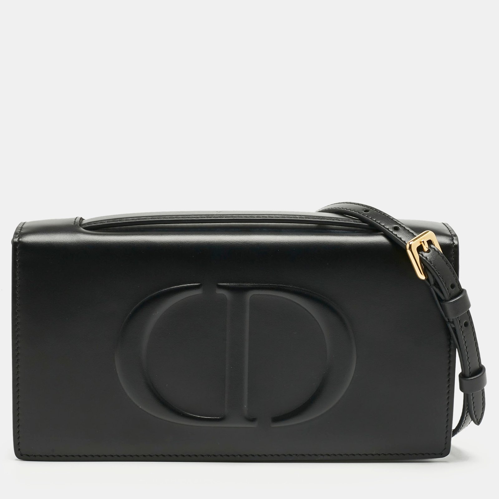dior black leather cd signature clutch