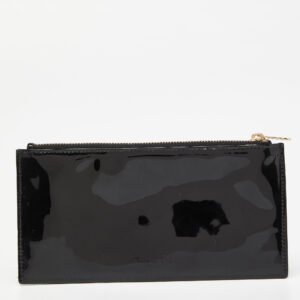 dior black patent leather zip pouch