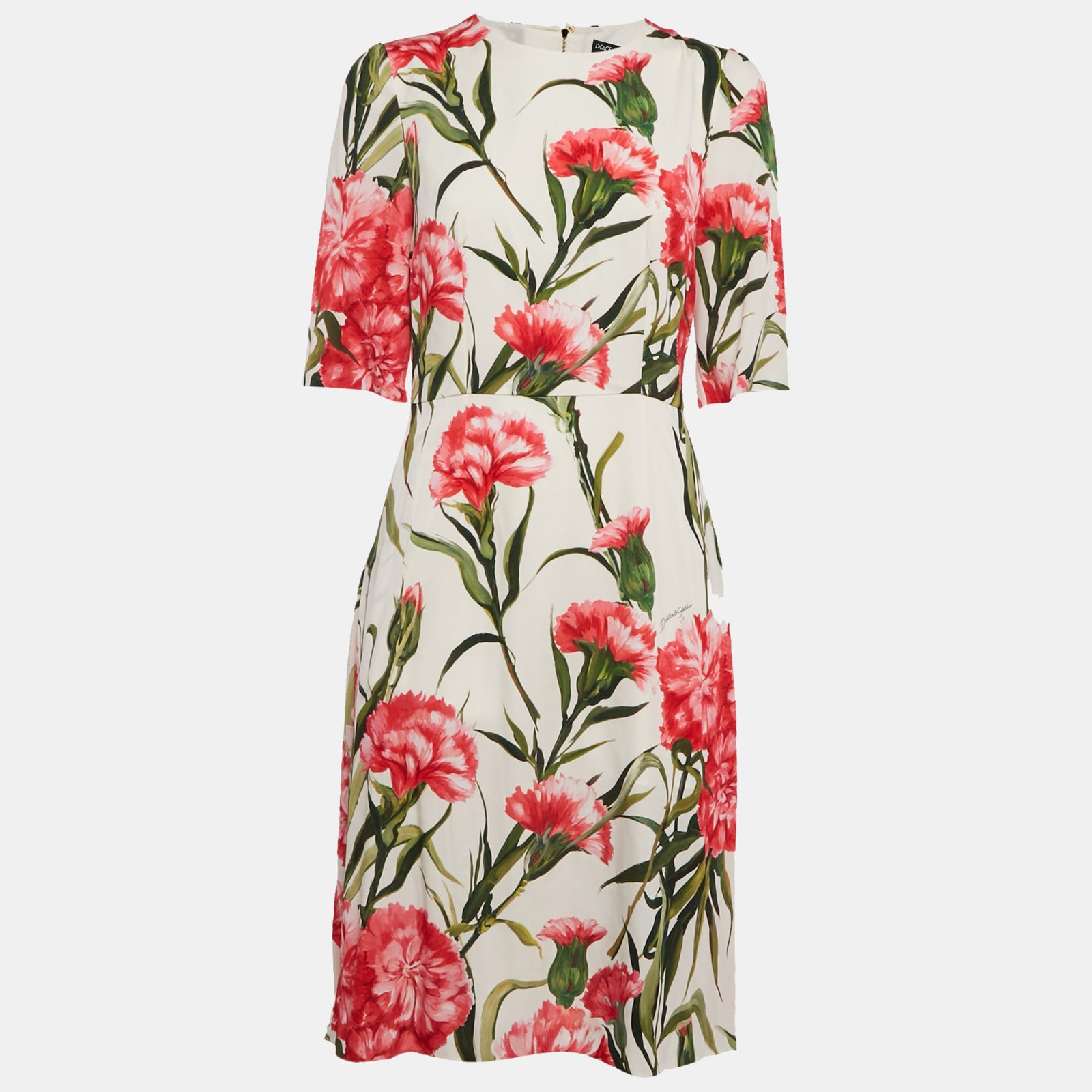 dolce & gabbana white floral silk midi dress m