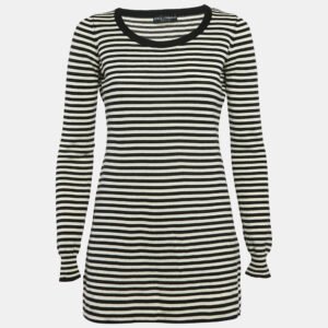 dolce & gabbana black/white stripe long sleeve wool sweater top s
