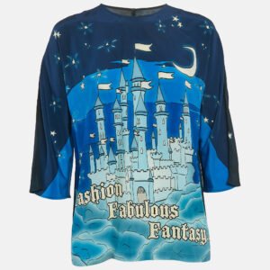 dolce & gabbana blue printed silk top s