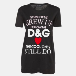 dolce & gabbana black sequined cotton crew neck t-shirt s