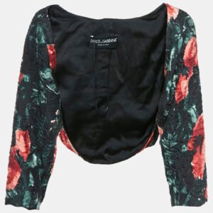 dolce & gabbana black floral print jacquard bolero jacket s