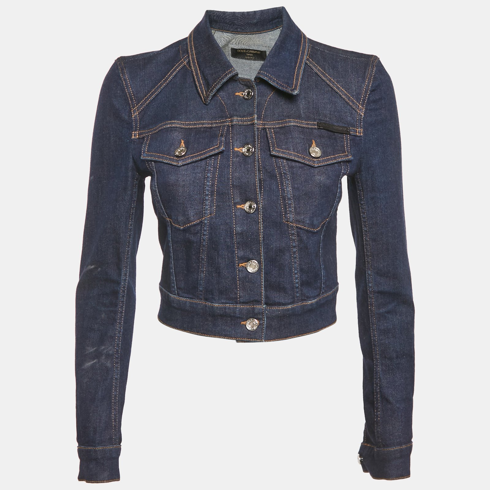 dolce & gabbana blue denim cropped jacket xs