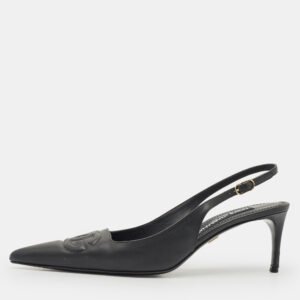 dolce & gabbana black dg logo embossed leather pumps size 39