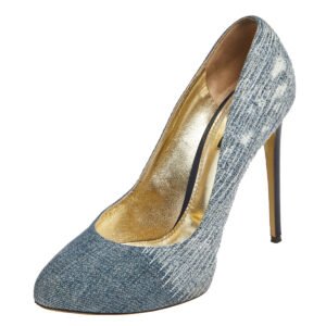 dolce & gabbana blue denim platform round toe pumps size 40